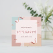 Invitation de fête de fiançailles Let's Party Rose (Debout devant)