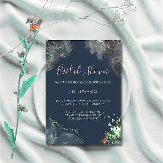 Invitation de Fête de Fiançailles Mariage Vert Éme