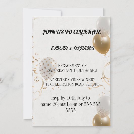 Invitation de fête de fiançailles modèle, dessinée (Devant)