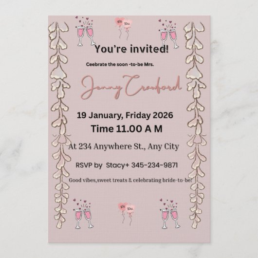 Invitation de Fête de Fiançailles | Modèle Numériq (Devant)
