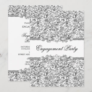 Invitation de fête de fiançailles Paillettes et Bi