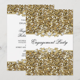 Invitation de fête de fiançailles Paillettes et Bi