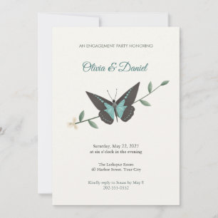 Invitation de fête de fiançailles Papillon Bluebot