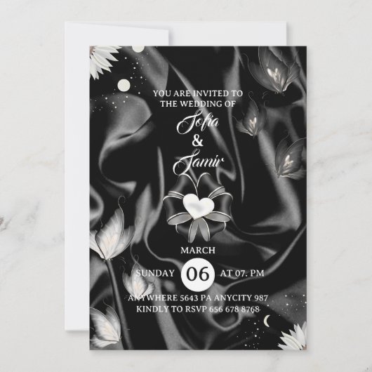 Invitation de Fête de Fiançailles Papillons Durée (Devant)