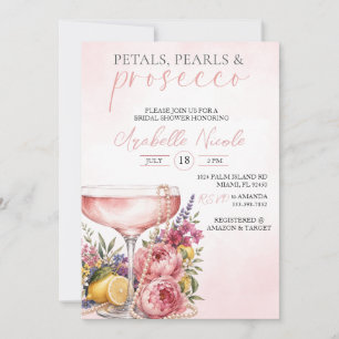 Invitation de Fête de Fiançailles Petals, Pearls &