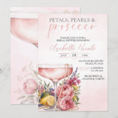 Invitation de Fête de Fiançailles Petals, Pearls & (Devant / Derrière)