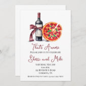 Invitation de fête de fiançailles Pizza et Vin (Devant / Derrière)