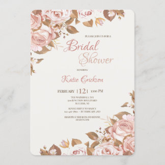 Invitation de Fête de Fiançailles Rose Splendeur