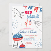 Invitation de fête de fiançailles Rouge Blanc et j (Devant)