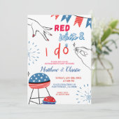 Invitation de fête de fiançailles Rouge Blanc et j (Debout devant)