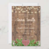 Invitation de Fête de Fiançailles Rustique en Bois (Devant)
