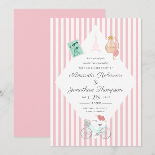 Invitation de fête de fiançailles sur le thème de (Devant / Derrière)