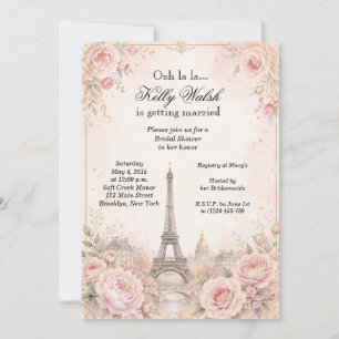 Invitation de Fête de Fiançailles Tour Eiffel Rose