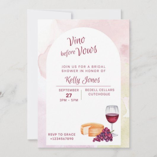 Invitation de Fête de Fiançailles Vino before Vows (Devant)