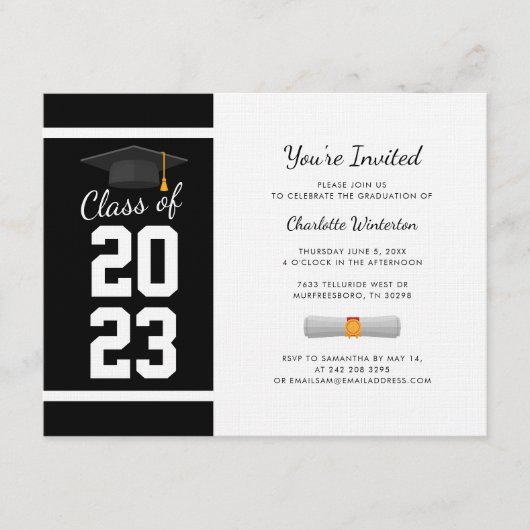 Invitation de fête de fin d'études 2024 Typographi (Devant)