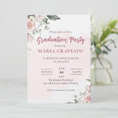 Invitation de fête de fin d'études à fleurs douces (Debout devant)