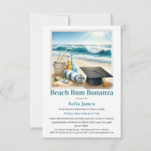 Invitation de fête de fin d'études à la plage