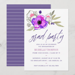 Invitation de fête de fin d'études à l'aquarelle f