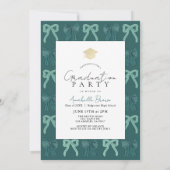 Invitation de fête de fin d'études à rubans verts (Dos)