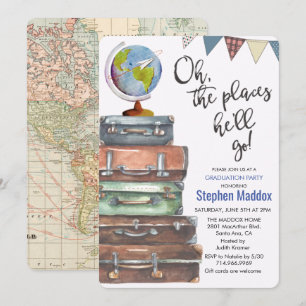 Invitation de fête de fin d'études à thème voyage 