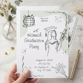Invitation de fête de fin d'études avec arche vert