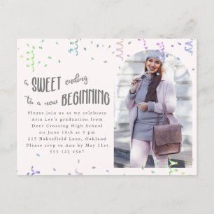 Invitation de fête de fin d'études avec confettis