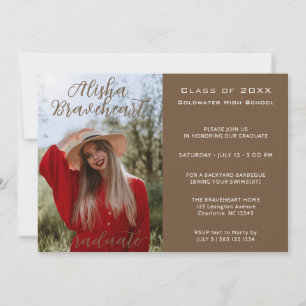 Invitation de fête de fin d'études avec photo de l