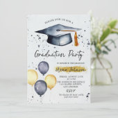 Invitation de fête de fin d'études avec photo et é (Debout devant)
