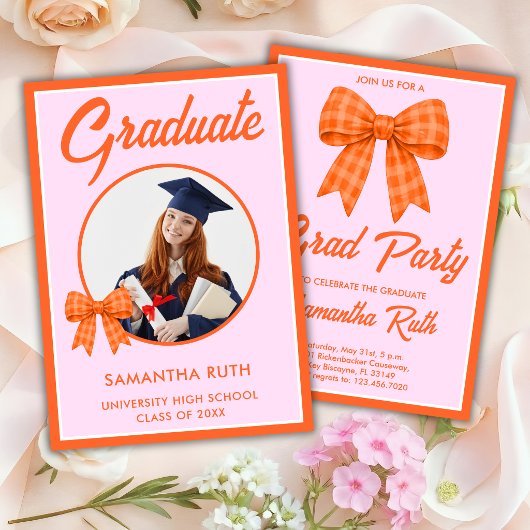 Invitation de fête de fin d'études avec ruban à ca