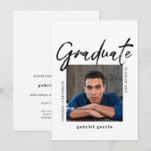Invitation de fête de fin d'études avec un script (Devant / Derrière)