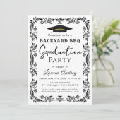 Invitation de fête de fin d'études BBQ dans la cou (Debout devant)