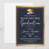 Invitation de fête de fin d'études BBQ Or (Devant / Derrière)