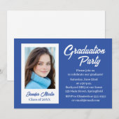 Invitation de fête de fin d'études bleu simple pho (Devant / Derrière)
