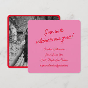 Invitation de fête de fin d'études chic avec photo