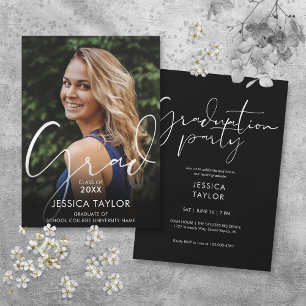 Invitation de fête de fin d'études élégante avec p