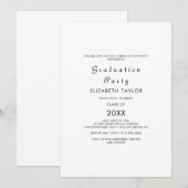 Invitation de fête de fin d'études en écriture mod (Devant / Derrière)