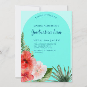 Invitation de fête de fin d'études florale tropica
