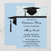 Invitation de fête de fin d'études Monogram Blue S (Devant / Derrière)