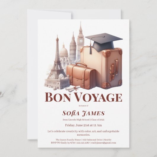 Invitation de fête de fin d'études sur le thème du (Devant)