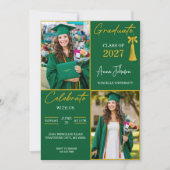 Invitation de fête de fin d'études sur mesure vert (Devant)