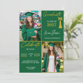 Invitation de fête de fin d'études sur mesure vert (Debout devant)