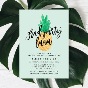 Invitation de fête de fin d'études Tropical Luau e
