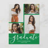 Invitation de fête de fin d'études verte avec plus (Devant)