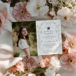 Invitation de fête de fin d'études Wildflower