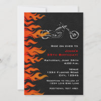 Invitation de fête de flammes de cuir de moto de c