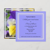 invitation de fête de fleur de pensée bleue (Devant / Derrière)