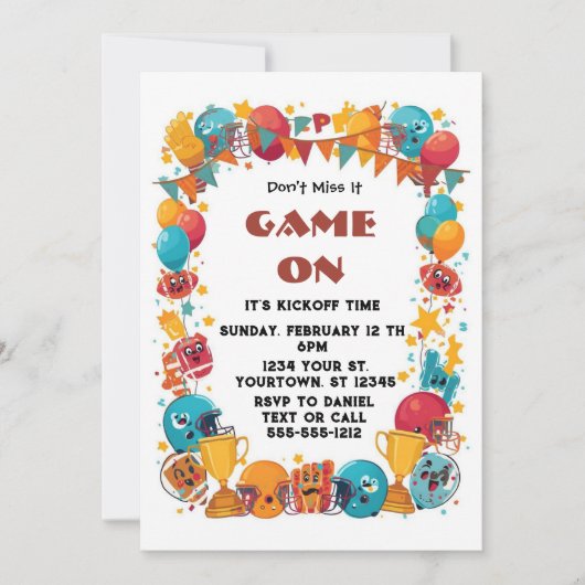 Invitation de fête de football modifiable 2026 (Devant)