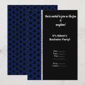 INVITATION DE FÊTE DE GARÇON DE MODÈLE NOIR ET BLE (Devant / Derrière)