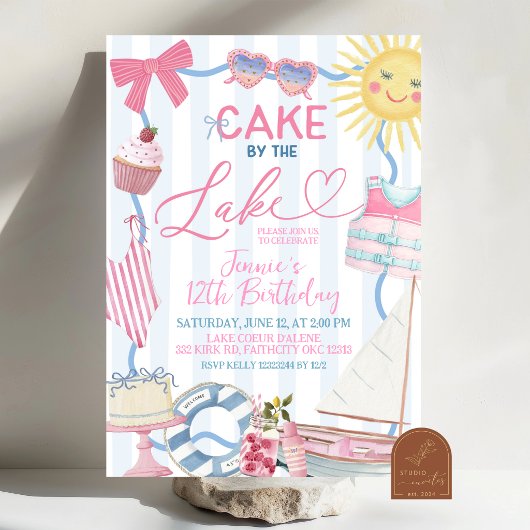 Invitation de fête de gâteau fantaisiste Coquette