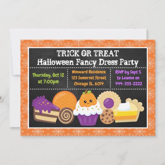Invitation de fête de gâteaux et de friandises d'H (Devant)
